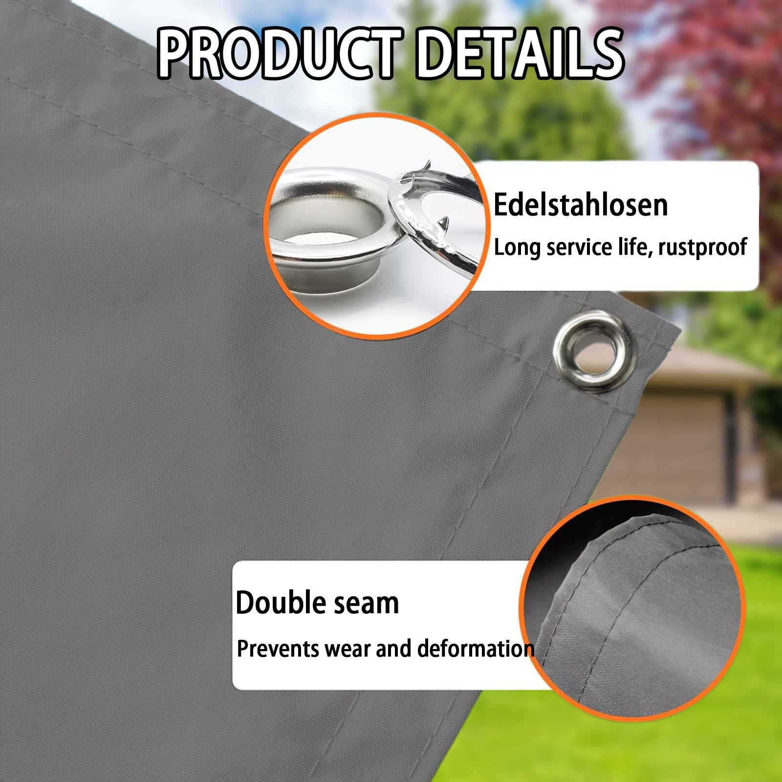 Sonnensegel 150 x 350 cm Sonnenschutz, Wetterschutz, Reißfest, PES Polyester, 98% UV Schutz, Wasserabweisend Segel, Sonnensegel Balkon für Terrasse, Garten, Camping, Hellgrau