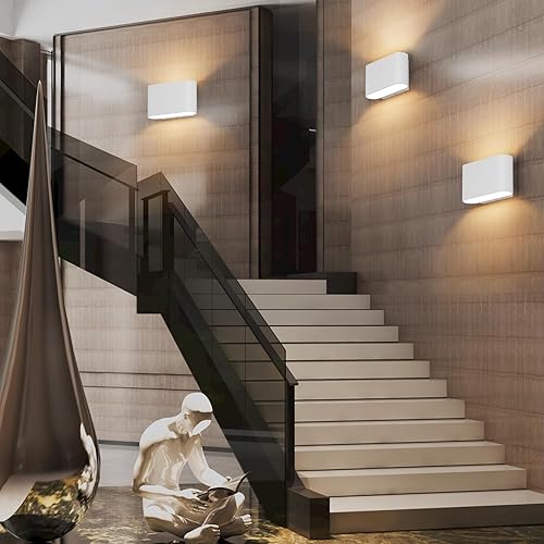 Miniatura 7 de Aipsun Juego de 2 apliques de pared LED modernos con cable para interiores, de aluminio, arriba y abajo, para sala de estar, dormitorio, pasillo,