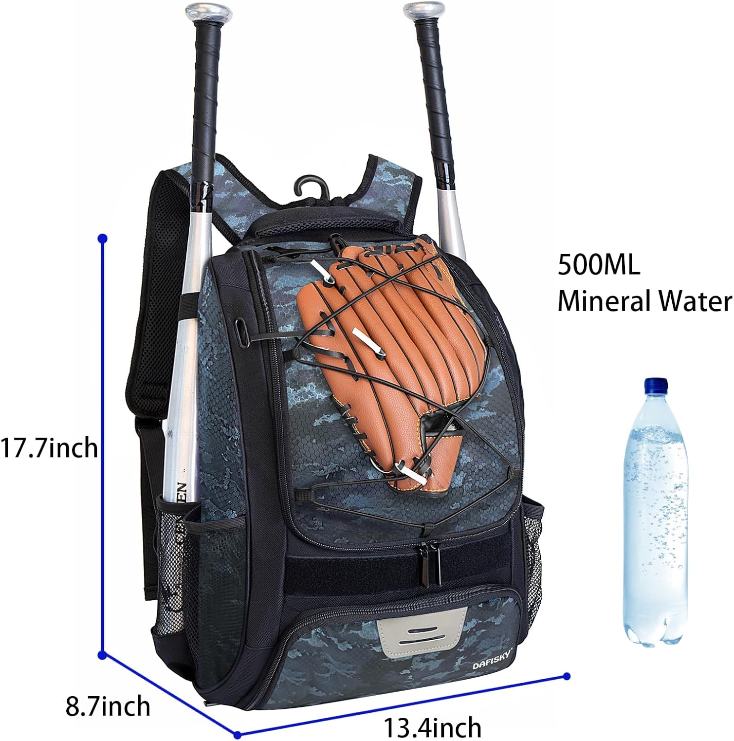 DAFISKY Baseball Bag Softball Backpack - Youth Adult T Ball Bat Equipment Bag with Bat Helmet Holders, Shoe Compartment