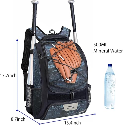 Miniatura 9 de Bolsa de béisbol juvenil con compartimento para zapatos, mochila de béisbol con gancho para valla para equipo y equipo de T-Ball y softbol, sostiene