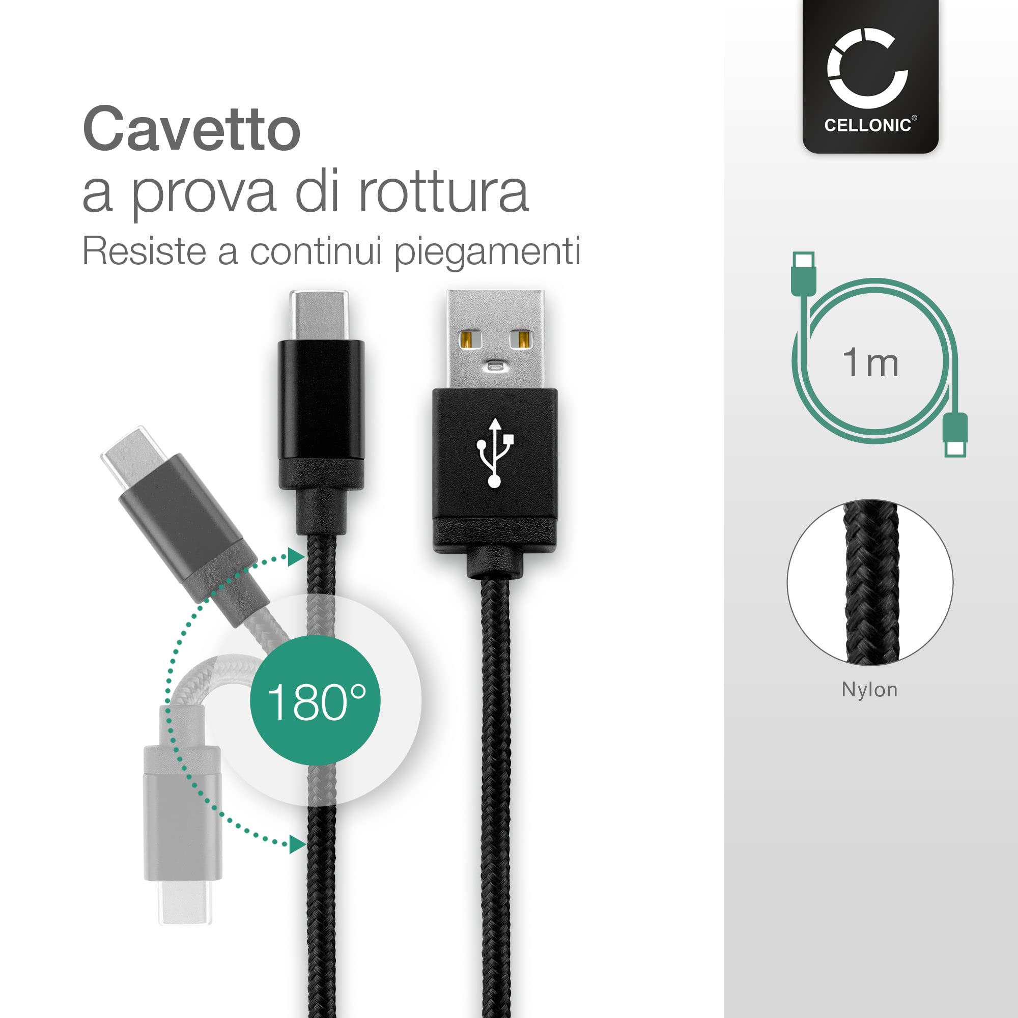 CELLONIC Cavo USB del tipo Micro USB compatibile con Motorola Moto X, X Play / G6 Play, G5, G4, G3, G2, G / E4, E3, E2 / C, C Plus/RAZR 1A cavetto