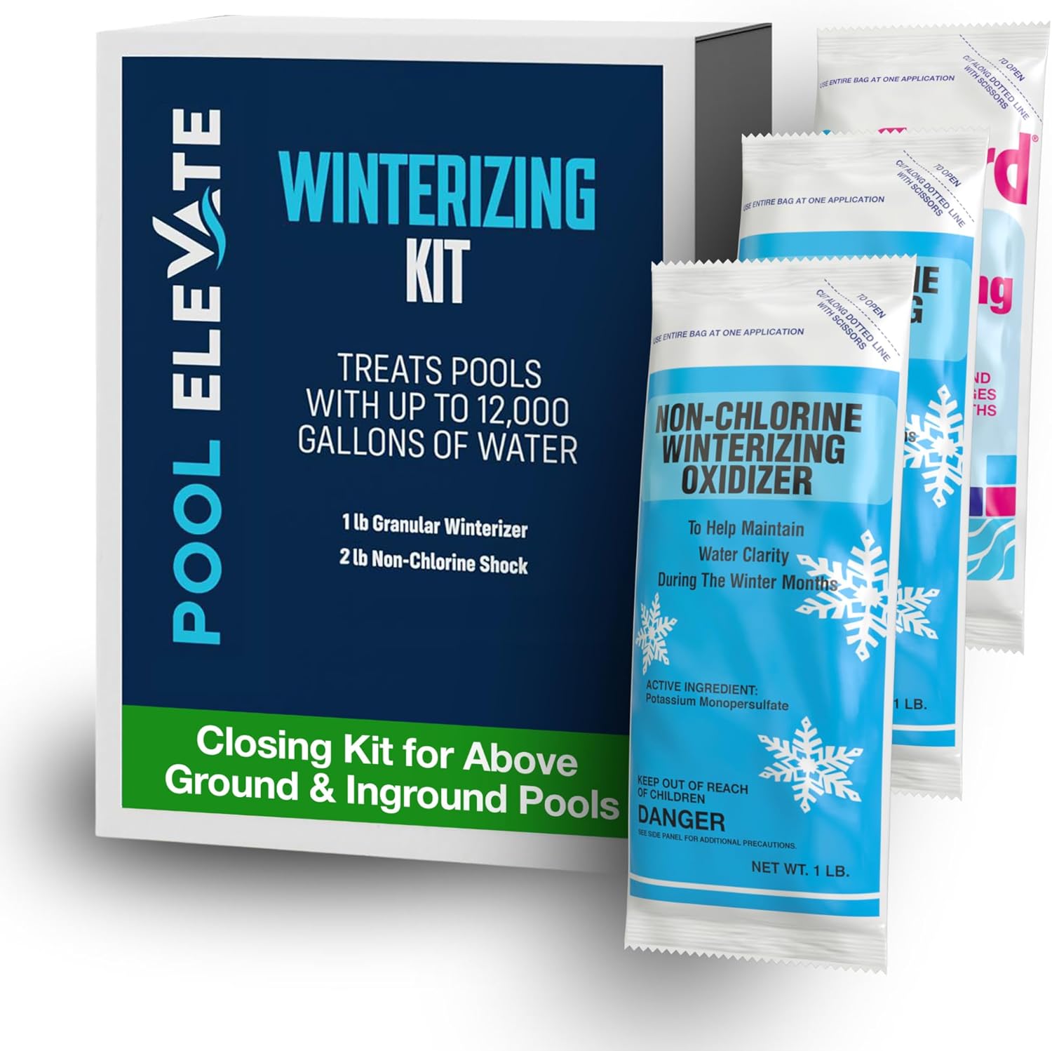 Winter Closing Kit - Winterizing for Above Ground & In-Ground Pools up to 12,000 Gallons: Protect Your at The end of Season with Our 3-in-one Maintenance