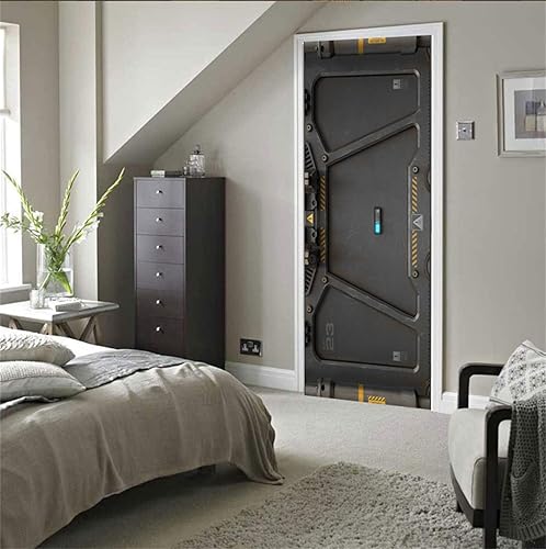 Miniatura 5 de artfanke Adhesivos para puerta de ciencia ficción 3D con teclado adhesivos para puerta de despegar y pegar papel tapiz autoadhesivo de PVC para