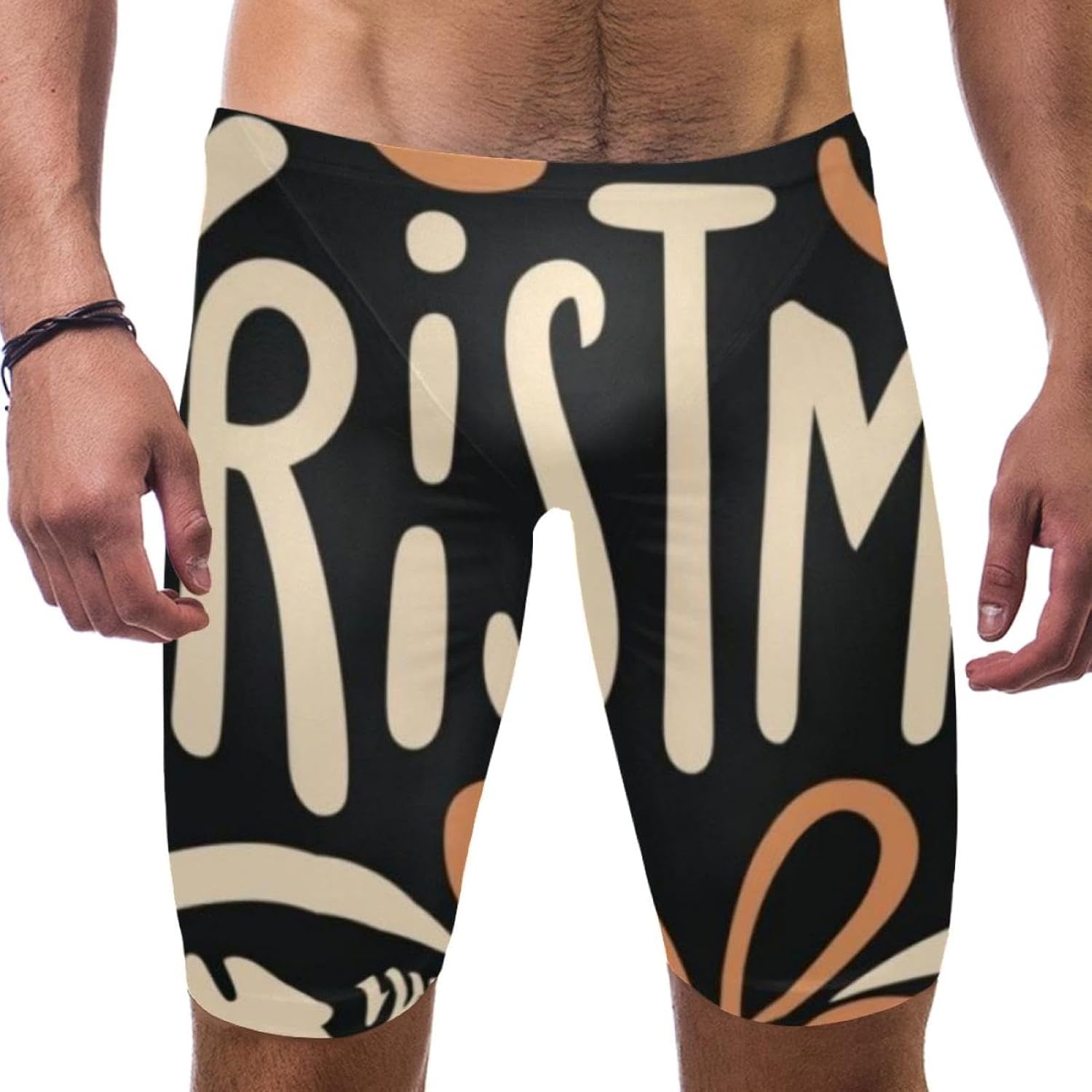 Happy Christmas Men's Swimsuit Jammer Quick Dry Swim Jammer Racing & Training Swimsuit