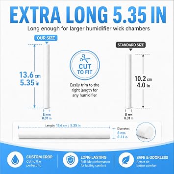 Mudder 24 Pcs Humidifier Stick Filter Refill 5.35'' Air Diffuser Pure Wicks