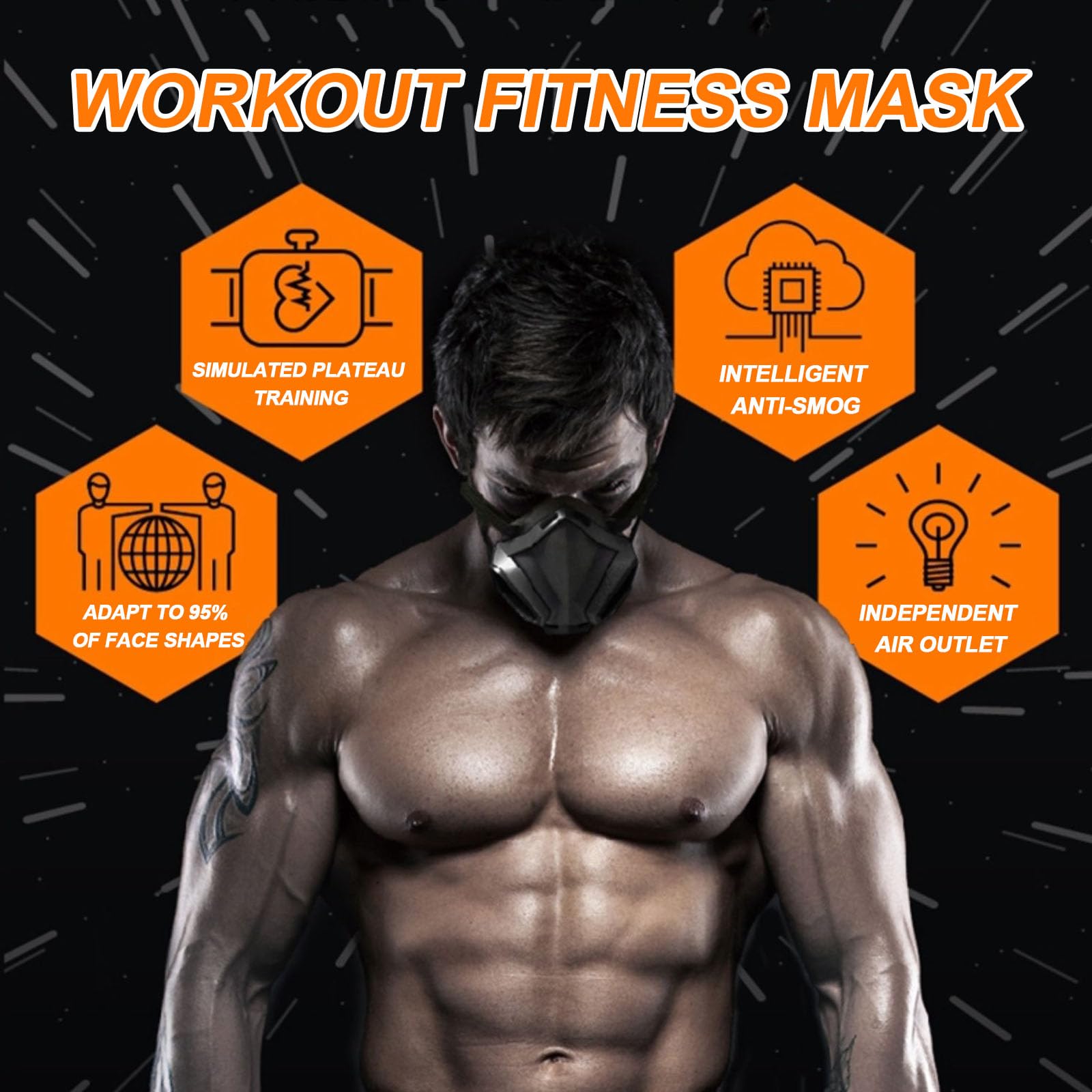 Maschera per Allenamento Elevation con Regolazione a 8 velocità, Maschera per Allenamento Fitness, Maschera per Fitness con Resistenza Respiratoria a 24 Livelli, per Corridori