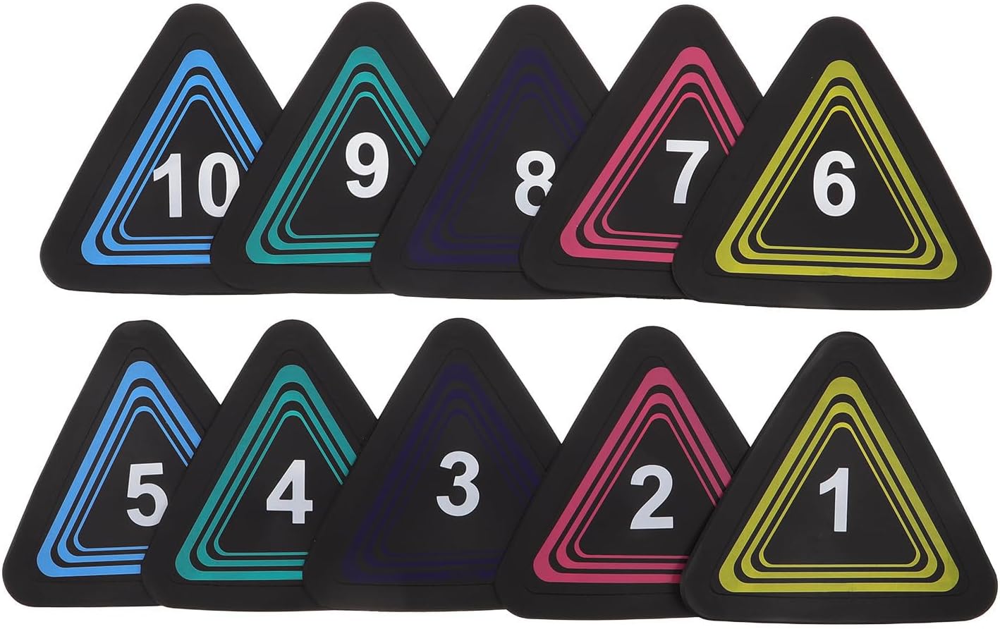 COHEALI 10pcs Non Slip Triangle Number Spot Markers for Soccer and Dance Practice, TPE Material with Rounded Edges, Flexible Numbered Combinations for Agility Training and Court Fitness