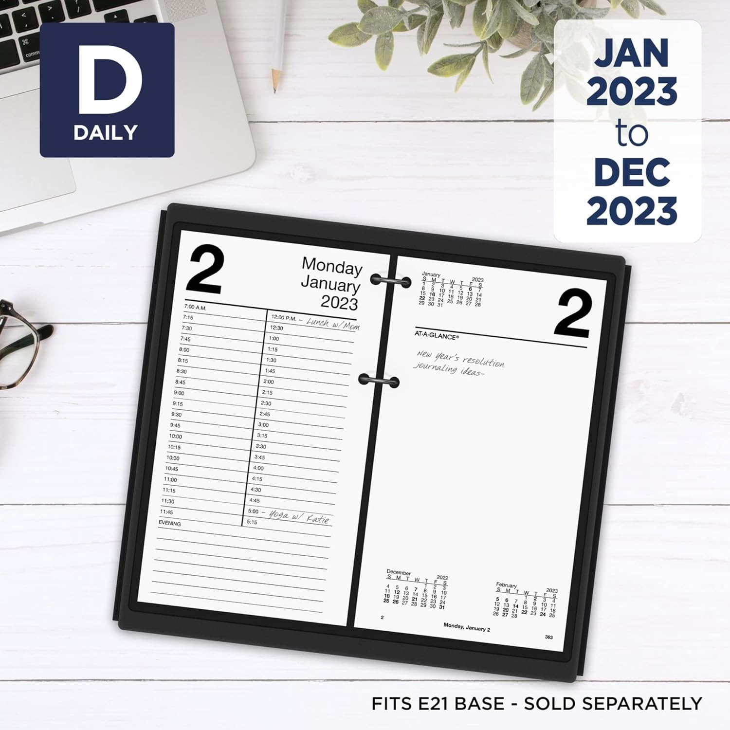 AT-A-GLANCE 2023 Daily Desk Calendar Refill, 4-1/2" x 8", Refill C, Loose Leaf (E21050)