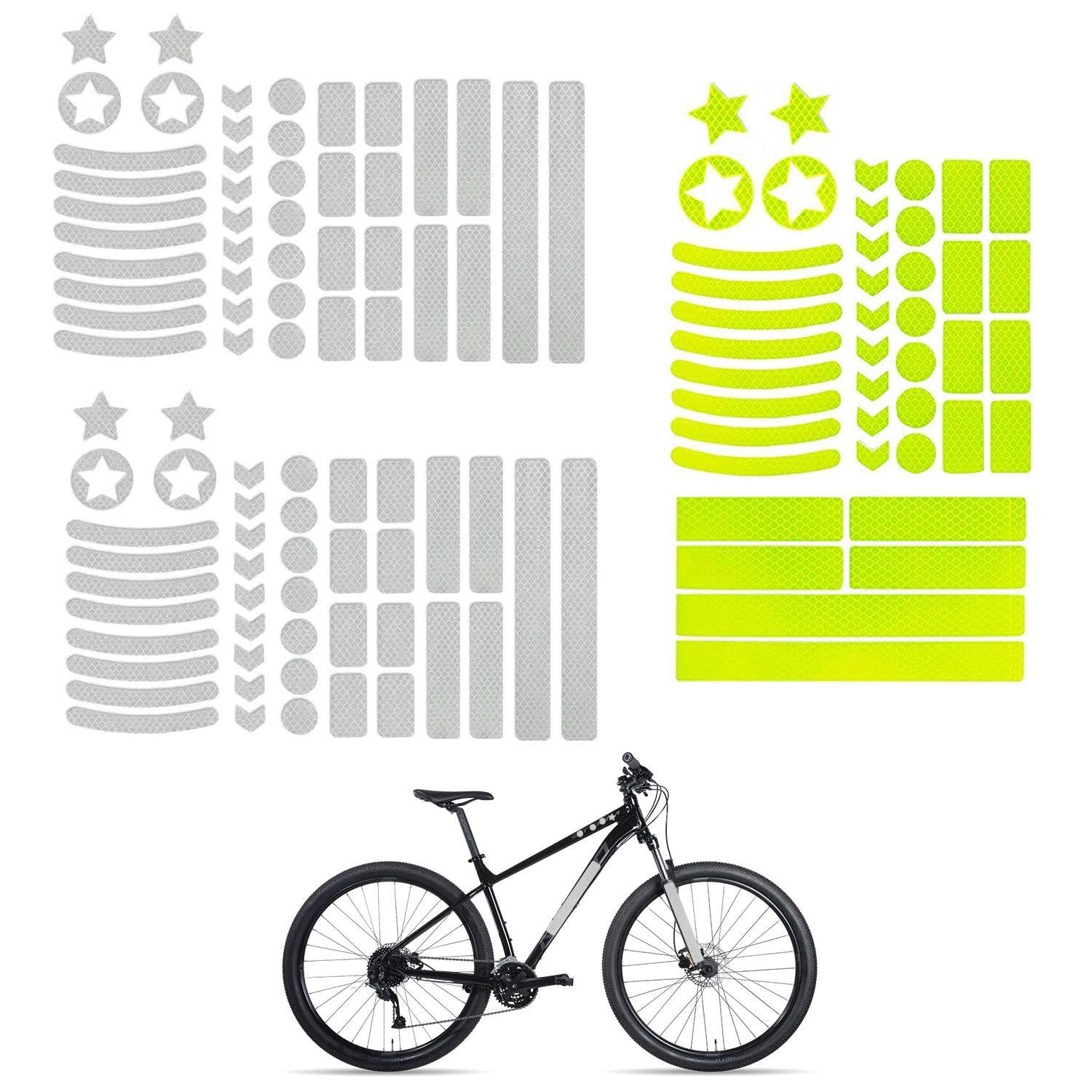 Eowvisn White 126 Bicycle Reflective Stickers, Safety Signs And Warning Strips, Night Riding Protection, Suitable For Cars, Motorcycles, And Helmets.