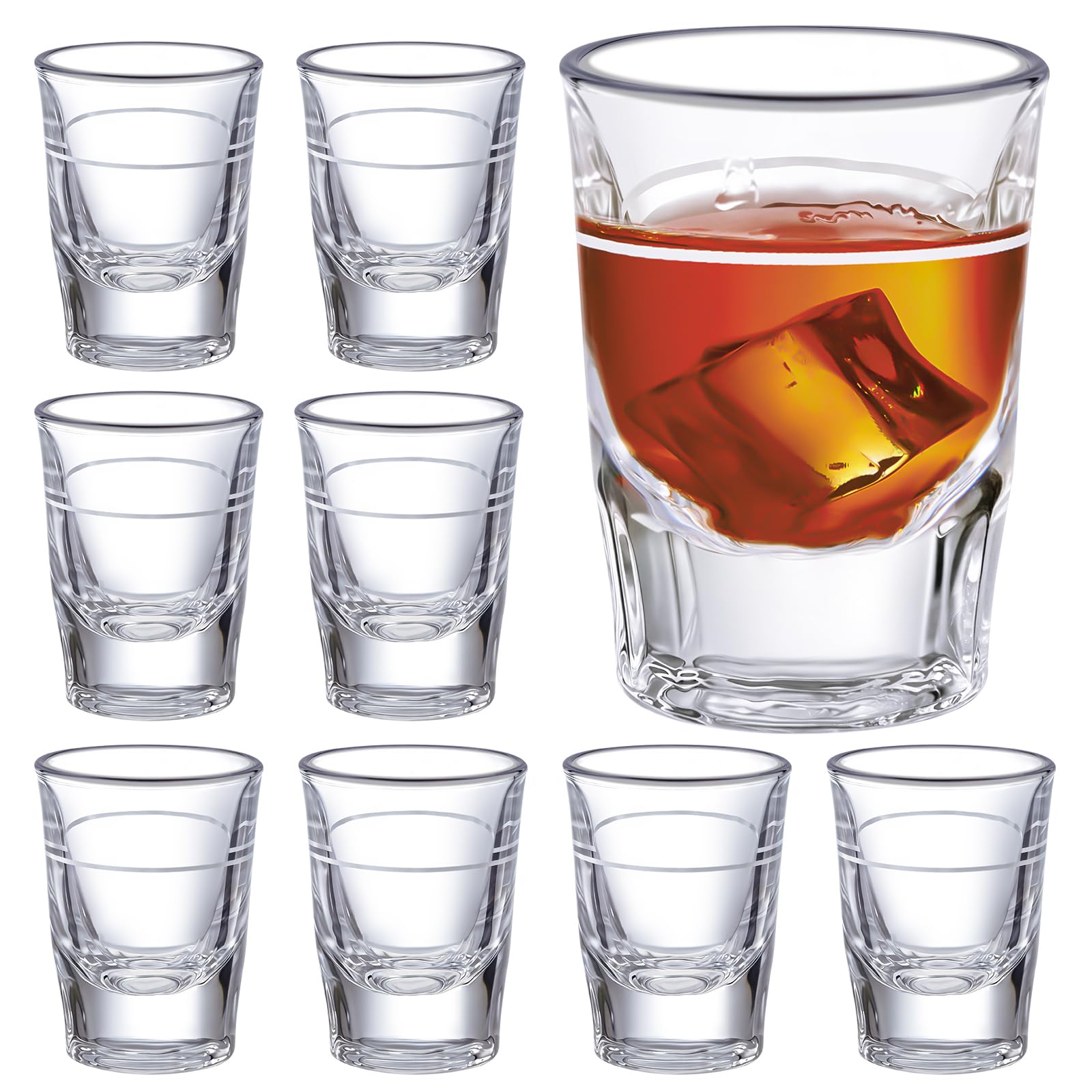 Amazon.com | Roshtia 8 Pack 2 oz Heavy Shot Glass with Line 1 oz