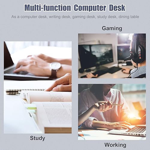 Miniatura 6 de Escritorio para computadora, mesa de estudio de 47 pulgadas con patas ajustables, escritorio de oficina grande con patas de metal, moderno marco de