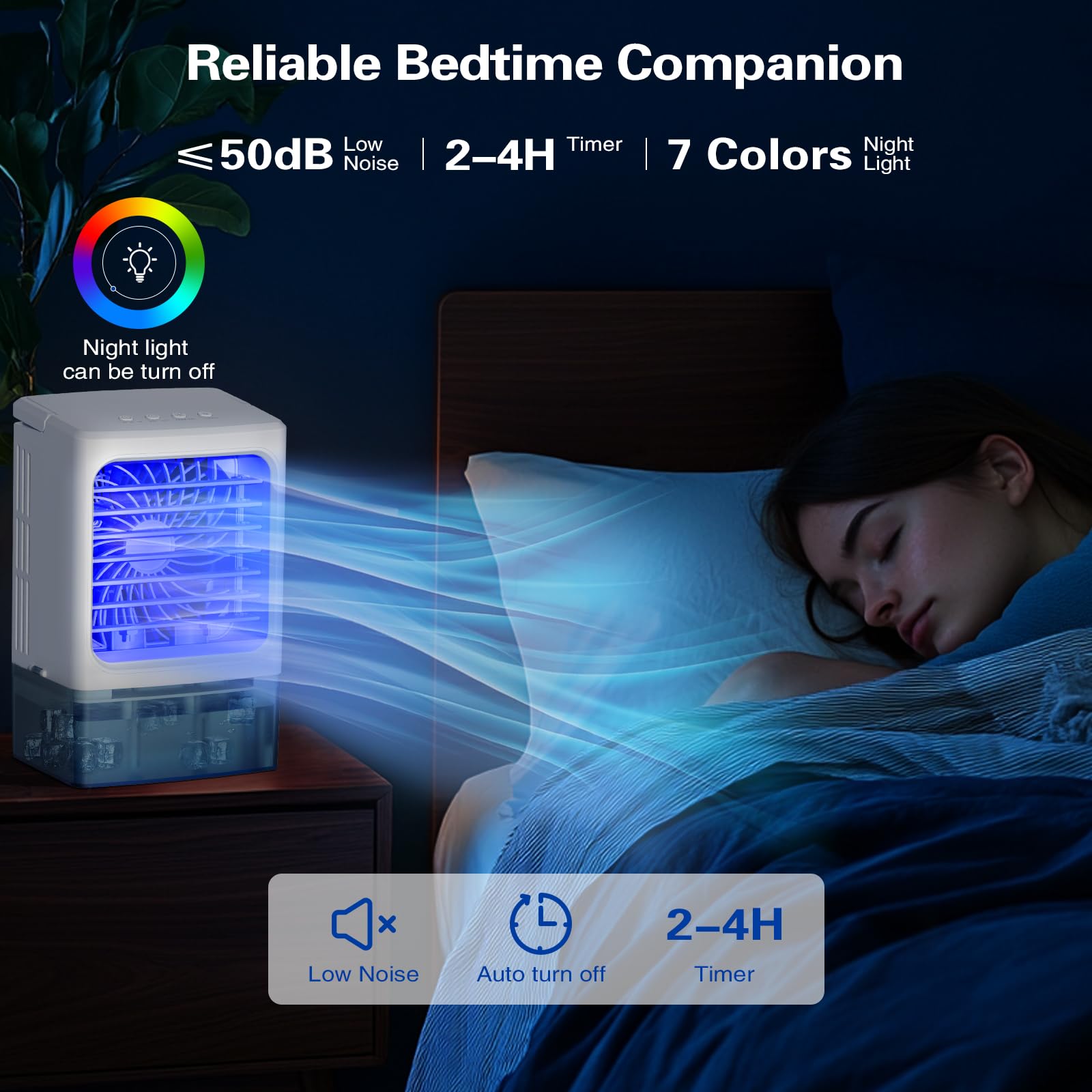 Aire acondicionado portátil, 3 velocidades de viento con modo de niebla helada, unidad de CA portátil, tanque de 30.4 fl oz, ventilador evaporativo de aire soplado, mini ventilador de 6
