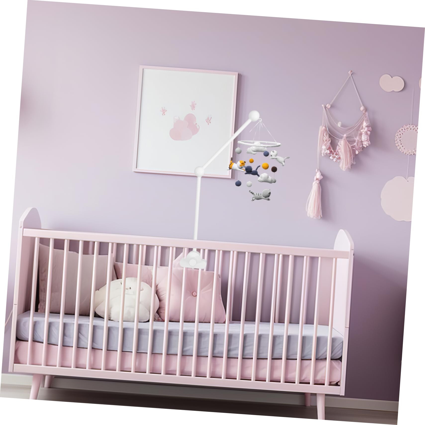 BESTonZON Wolkenförmiger Mobiler Aufhängearm für Kinderbett Weiß