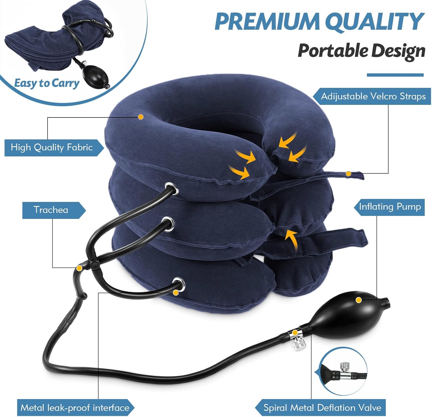 Jaximy Neck Stretcher, Neck Traction Device, Cervical Traction Device, Neck Pain Relief, Adjustable Inflatable Neck Brace & Neck Stretcher Cervical Traction, Neck Decompression Home Use (Light Blue)