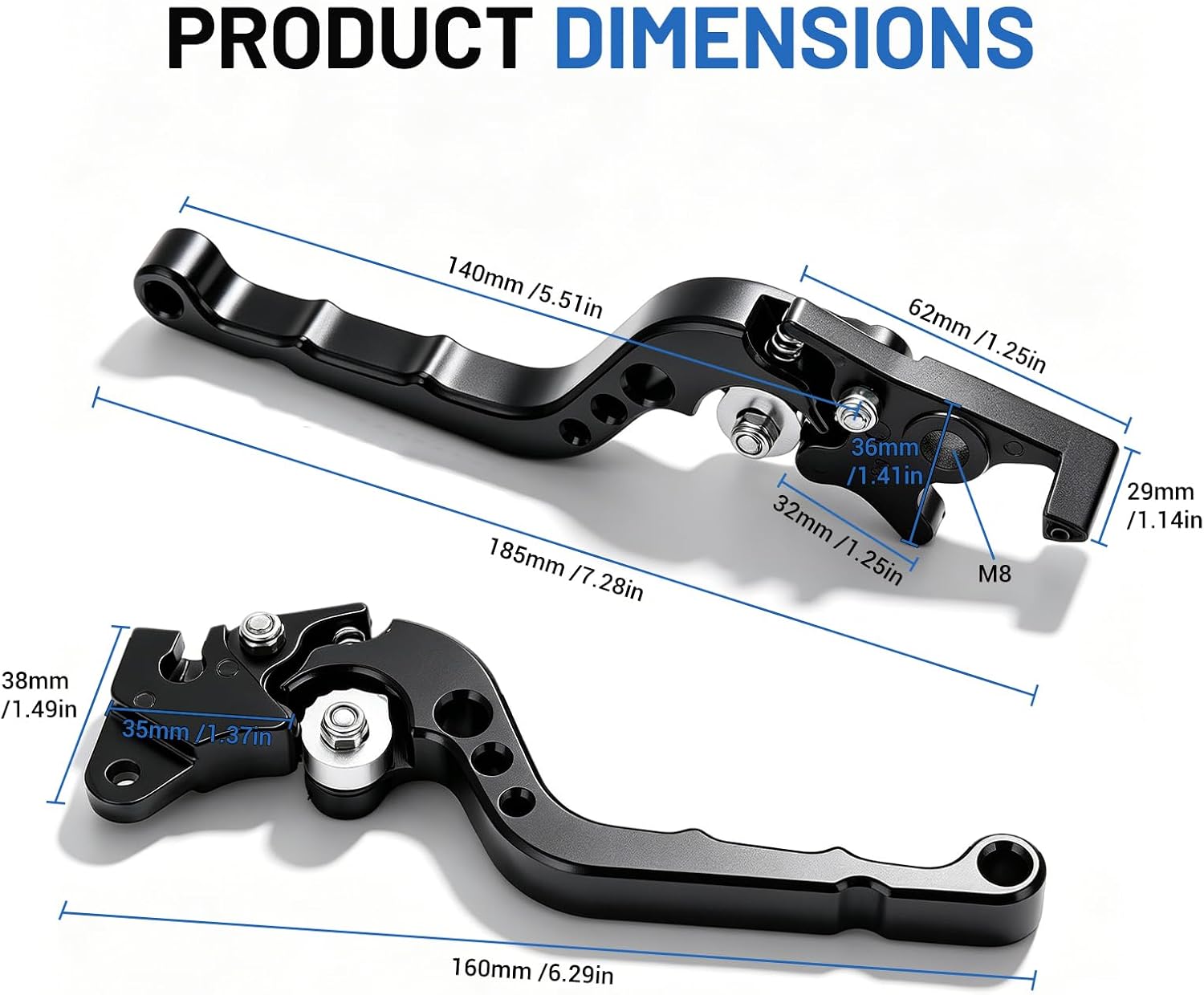 OUKENS 2PCS Clutch Lever, Adjustable Dirt Bike Clutch Lever, Motorcycle Handlebar Brake Clutch Lever, Aluminum Alloy Handlebar Control Levers Set for Braking System(Black)