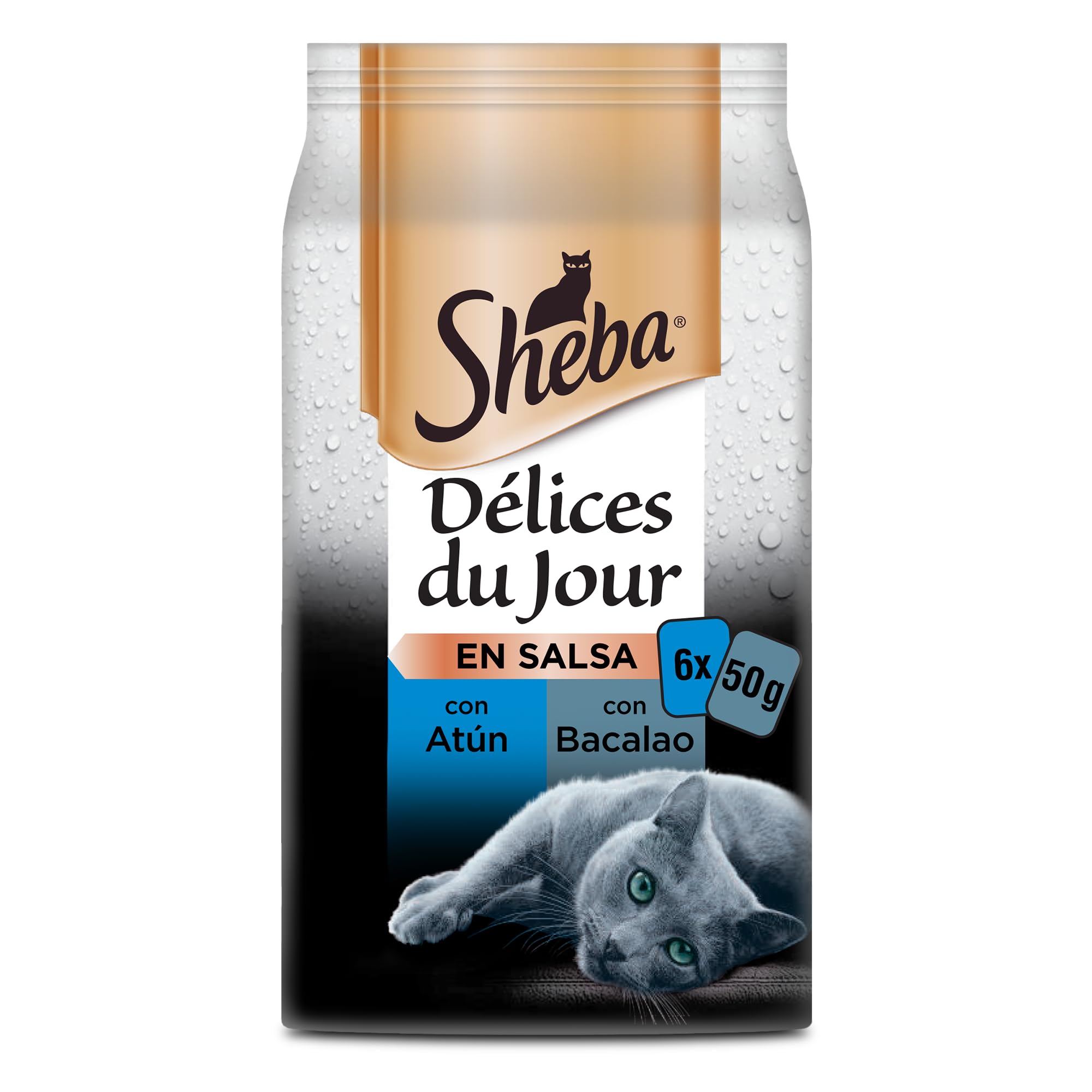 Sheba Délices du Jour Comida húmeda para Gatos, Sabor Pescado, Multipack (Pack de 12 x 6 bolsitas x 50g)