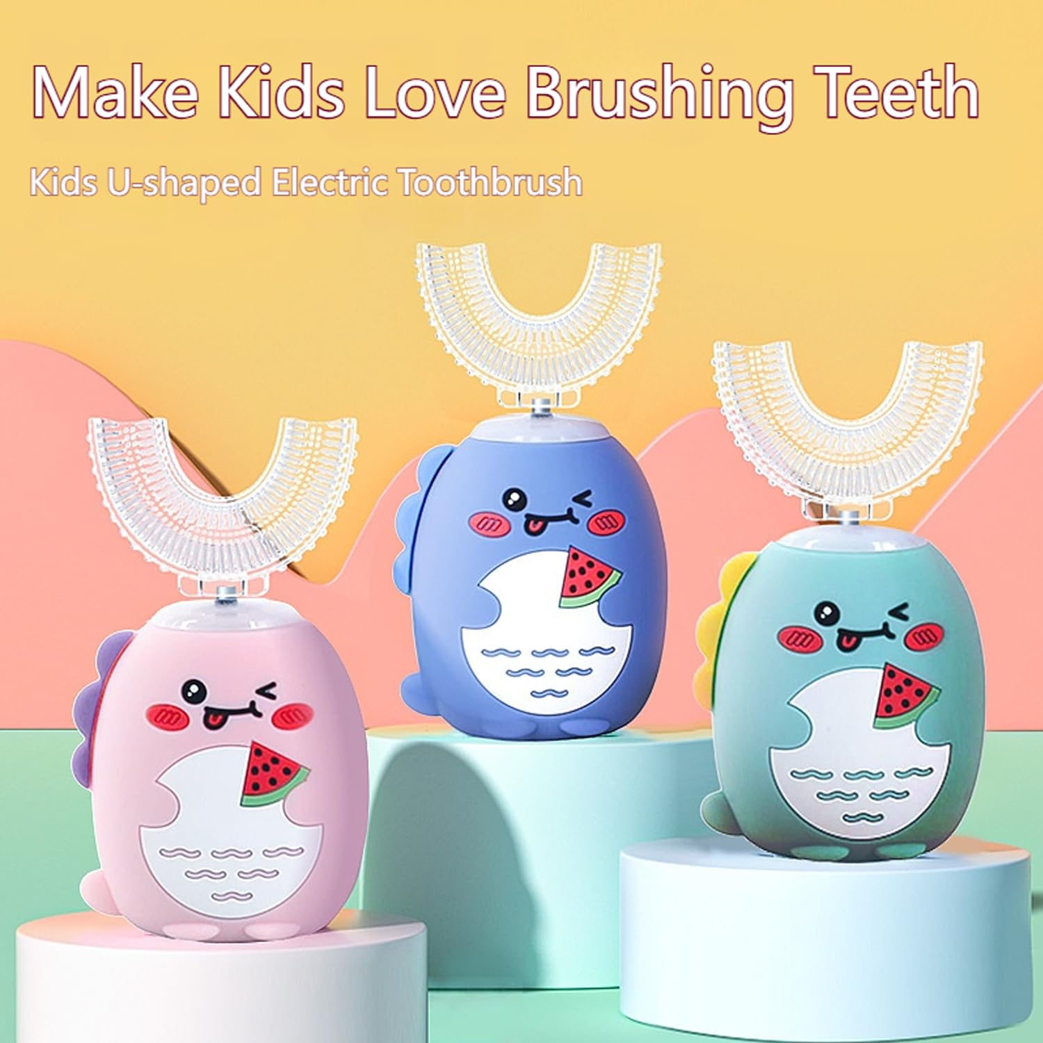 Dinobrush - Spazzolino Da Denti a 360 Per Bambini - 3 Modalità Pulizia，Rosa | Setole Morbide In Silicone Alimentare, Impermeabilità Ipx7, Adatto a Bambini Dai 2 Ai 12 Anni