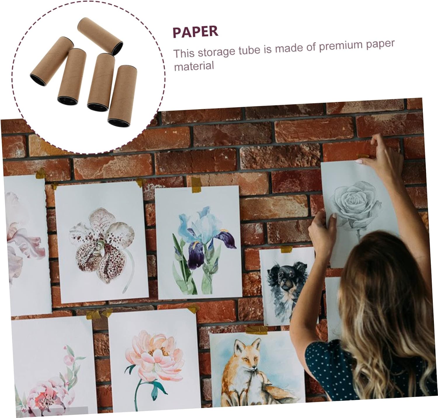5pcs round Paper Poster Tube for Paintings and Art Storage