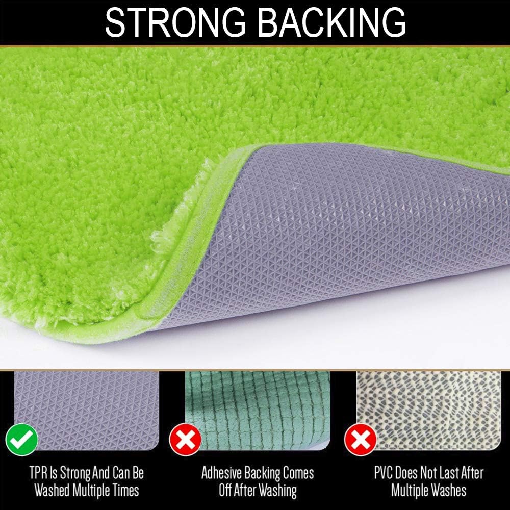 Walensee 大型バスルームラグ(24 x 48、ライムグリーン) エクストラソフトで吸収性のあるシャギーバスマット 洗濯機洗い
