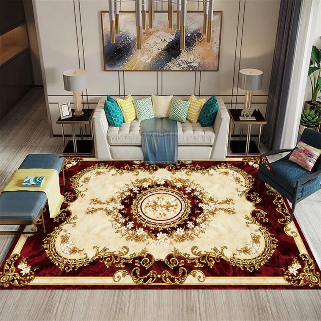 Alfombras salon grandes floral vintage rojo de 80x120cm suave