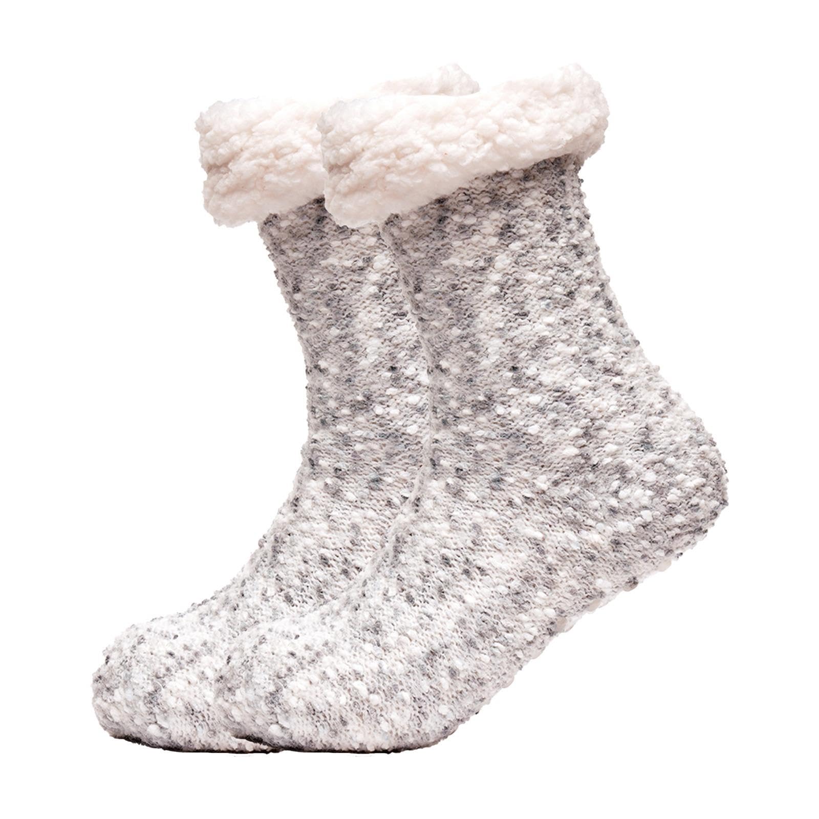 A2Z Ladies Socks Popcorn Lounge Socks Sherpa Lining Pom Pom Socks - Socks LS1131 Grey 4-8