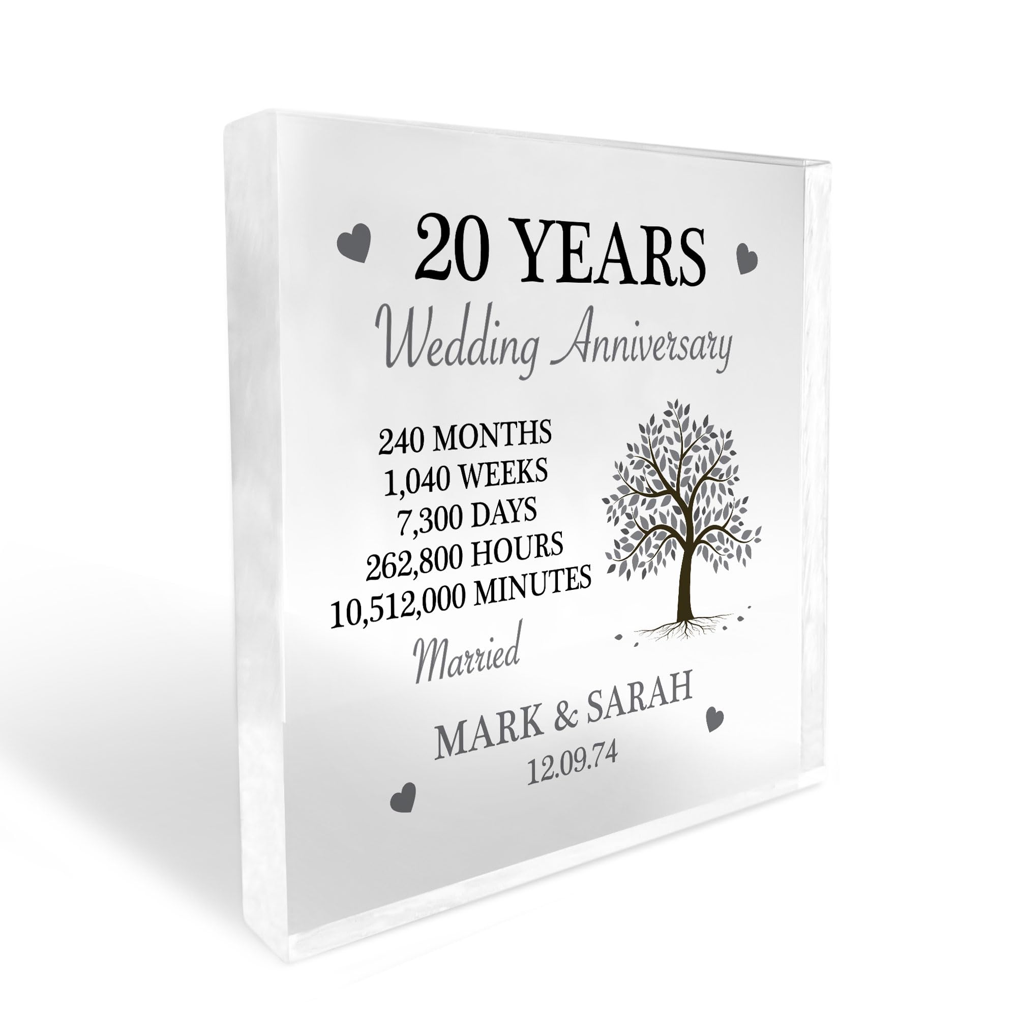 Red Ocean Personalised 20th Anniversary Husband Wife Wedding Anniversary Acrylic Block 20th Wedding Anniversary Mr & Mrs For Him Her