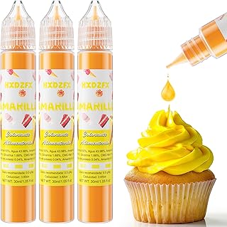 Colorante Alimentario Amarillo - 30ml×3 Botellas Colorante Alimentario Alta Concentración Liquid Set para Repostería, Decoración de Tartas, Caramelos, Bebidas, Macarons, Glaseados y Cocina