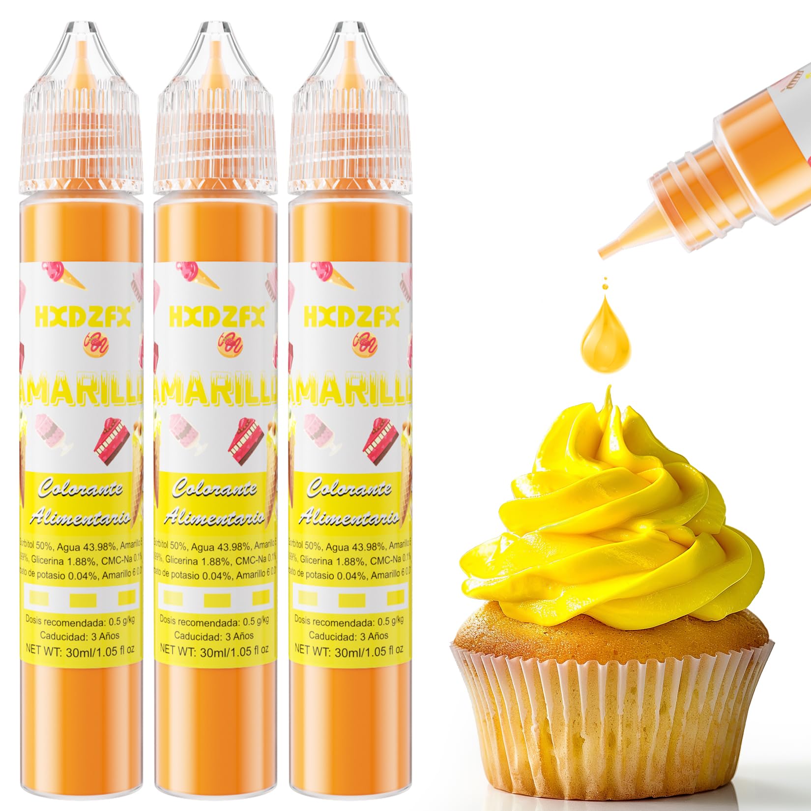 Colorante Alimentario Rojo - 30ml×3 Botellas Colorante Alimentario Alta Concentración Liquid Set para Repostería, Decoración de Tartas, Caramelos, Bebidas, Macarons — view 17