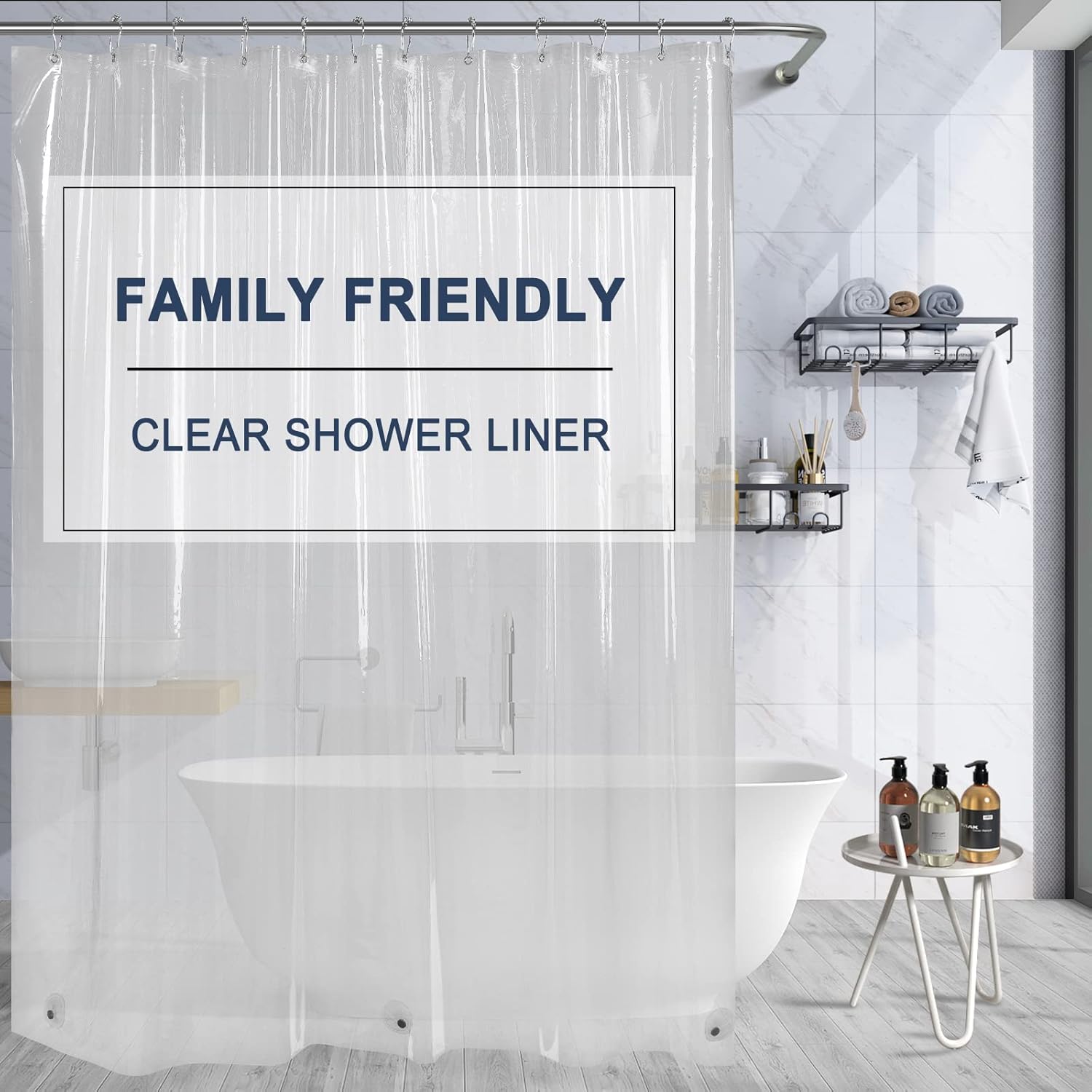 Amazon.com: Amazer Clear Shower Curtain Liner, Extra Long Shower ...