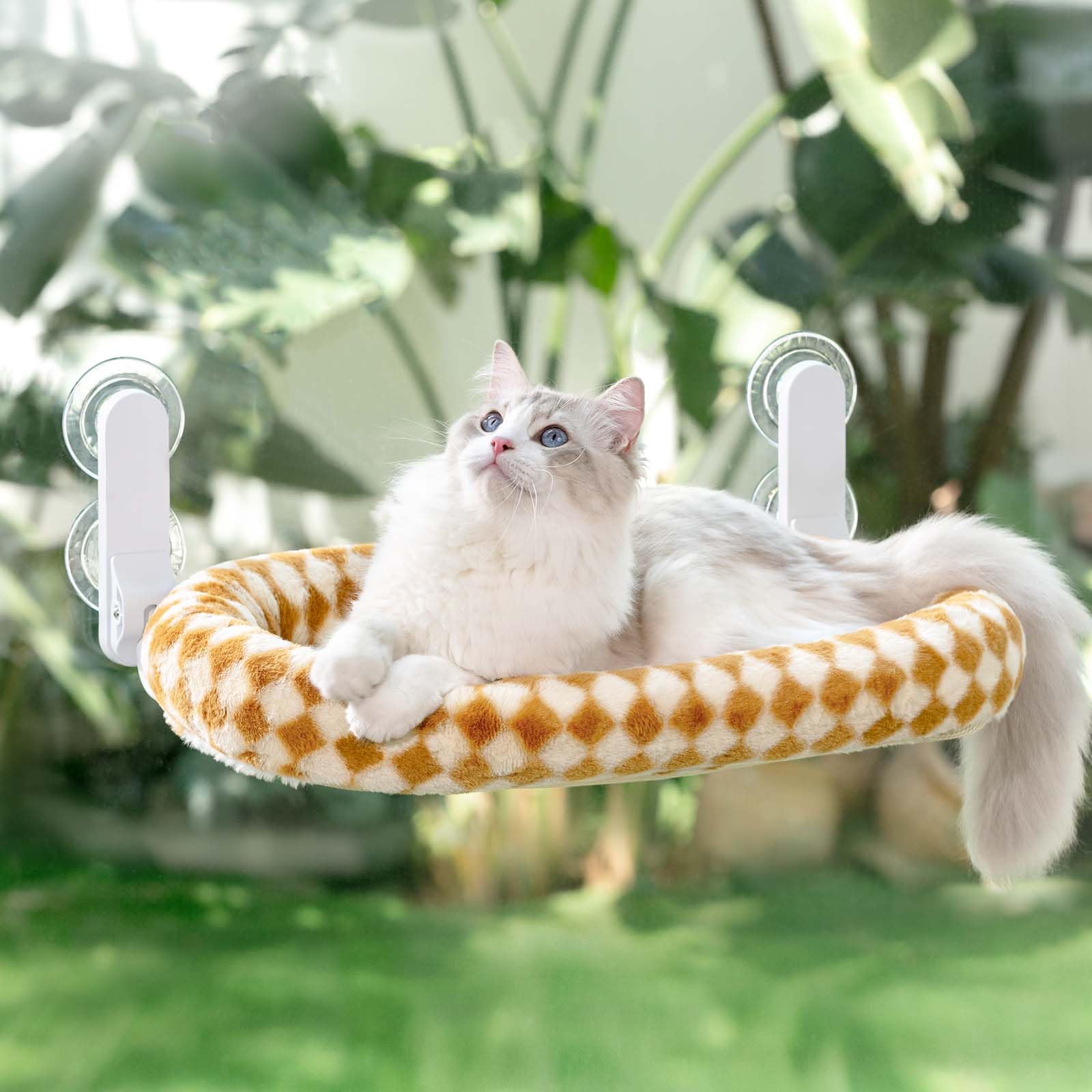 Perchoir chat ventouse pliable avec tapis réversible amovible