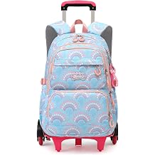 Mfikaryi Girls Rolling Backpack Elementary Student Outdoor Travel Trolley Bag Bookbag with Wheels