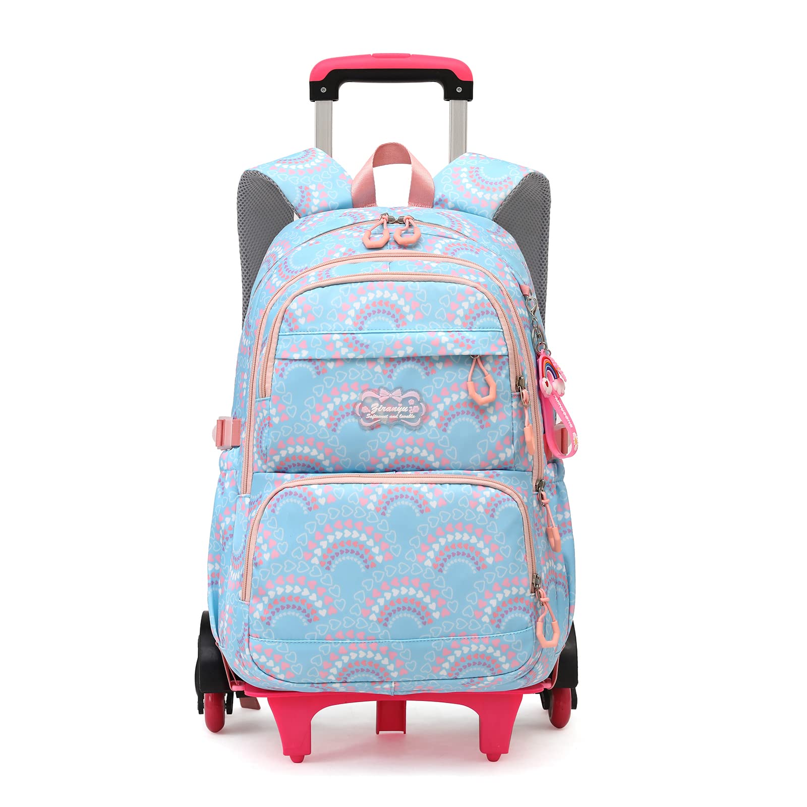 Mfikaryi Girls Rolling Backpack Elementary Student Outdoor Travel Trolley Bag Bookbag with Wheels