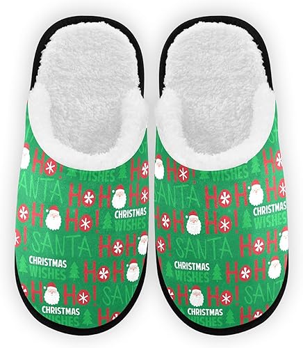 Miniatura 2 de Christmas Tree Hohoho Slippers for Women Men Breathable Slippers Indoor Home Slipper Fluffy Spa Slippers for Wedding Party Bedroom Travel Guest,M