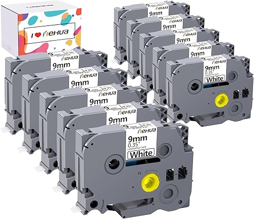 Miniatura 18 de Hehua Paquete de 6 cintas Tze Tz de 0.354 in 0.35 laminadas blancas compatibles con Brother TZe-221 TZe221 P Touch Label Maker Tape para Ptouch