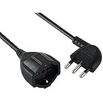 Electraline 46109 Prolunga 5 mt Spina 16A e Presa Polivalente (schuko + 10, 16A), Nero – Sezione Cavo 3G1,5 mm²