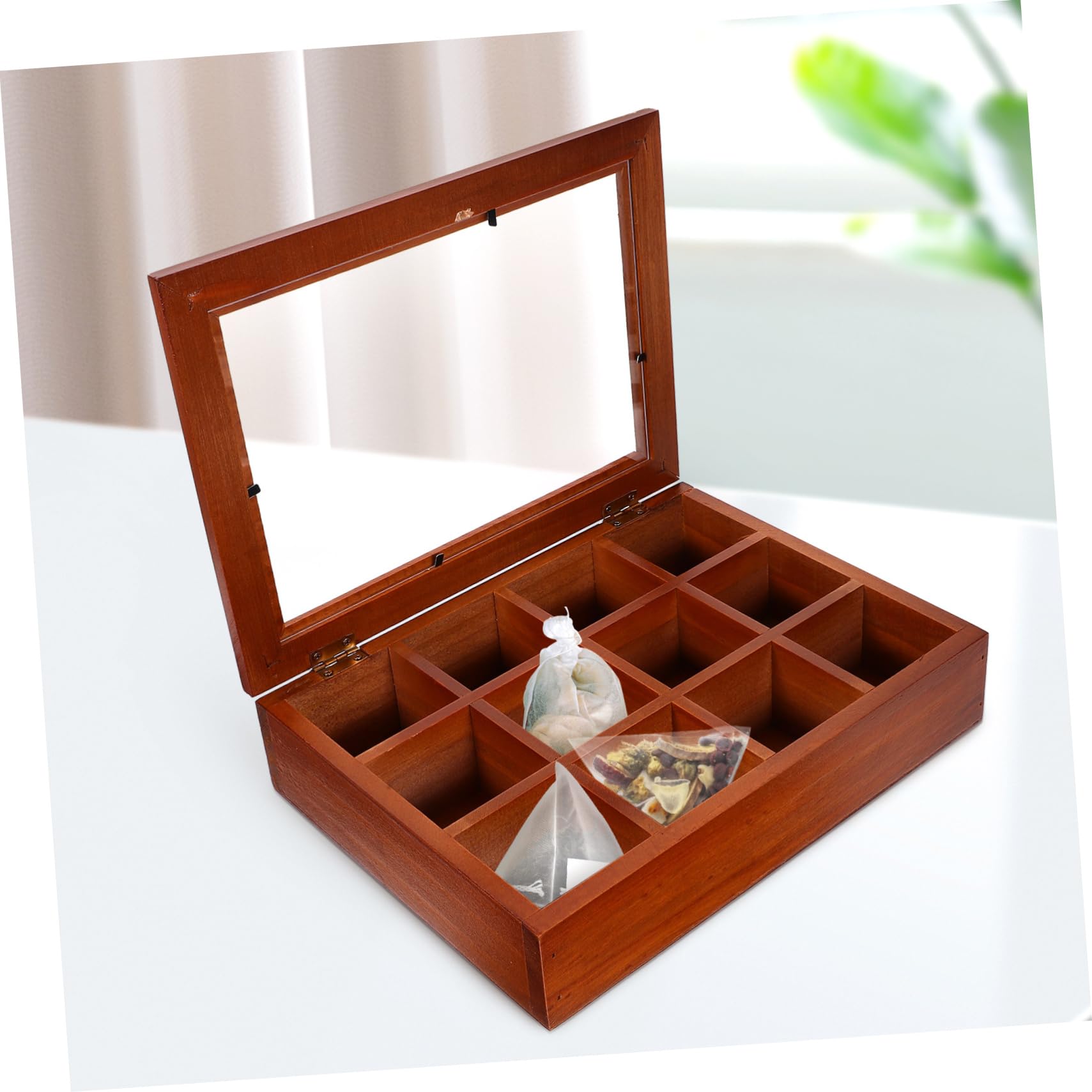 ULTECHNOVO Boîte à Thé avec Couvercle Transparent Rangement Compartimenté Cases pour Sachets de Thé et Sucre Organisateur Multifonction pour Cuisine et Salle à Manger