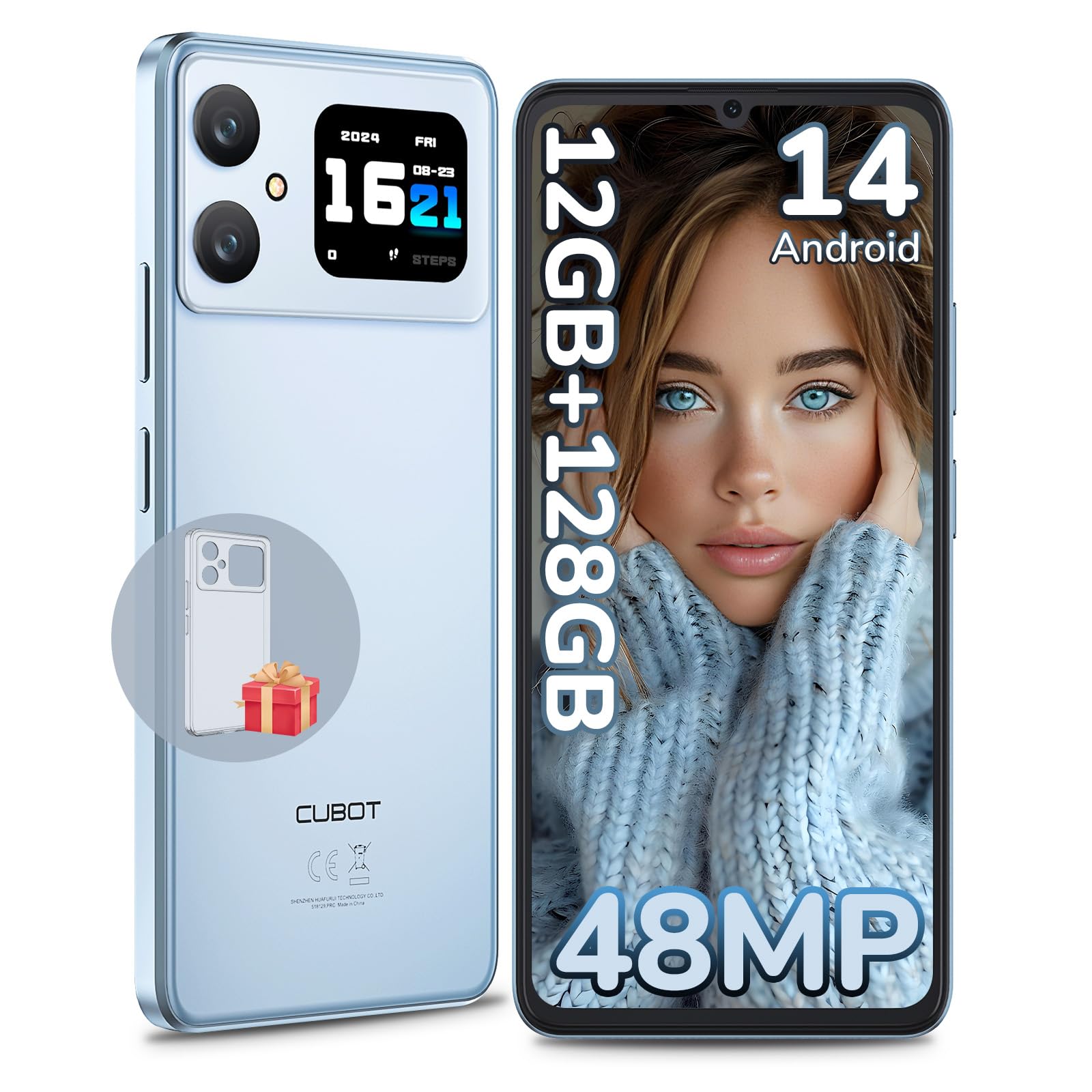 CUBOT A20 Smartphone Offerta Android 14, 12GB RAM+128GB ROM (1TB TF) Telefono, Telefoni economici con 6.75'' HD+ 90Hz, 48MP Fotocamera, 5100mAh, Dual SIM 4G Telefono cellulare, 5G-WIFI/GPS/Face ID/OTG