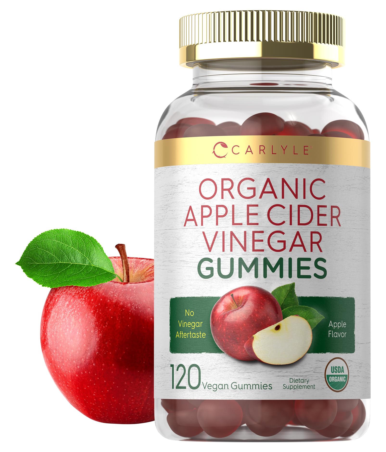 Carlyle Apple Cider Vinegar Gummies | 120 Count | USDA Organic ACV | Apple Flavor | Vegan, Non-GMO & Gluten Free Supplement