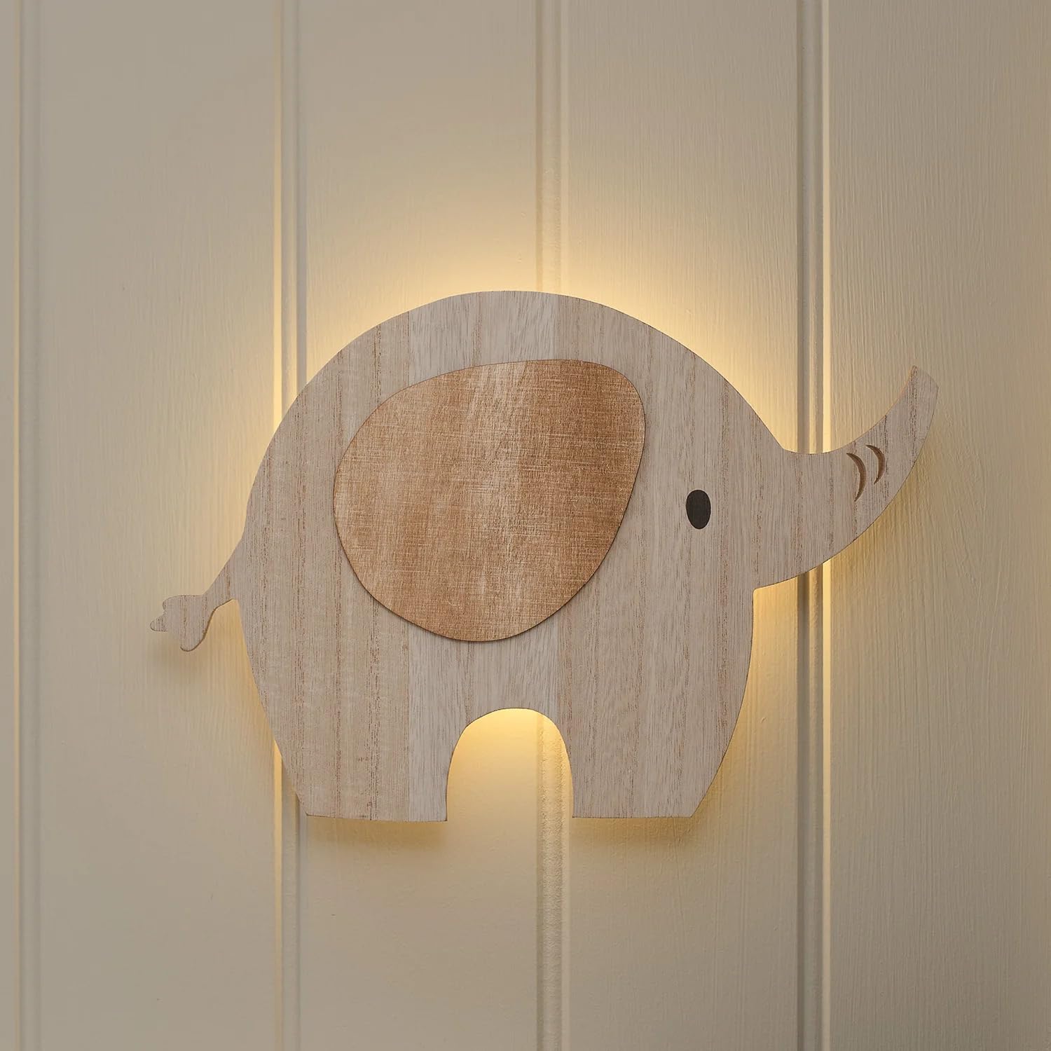 Lights4fun Ernie Elephant Children's Wall Light with Warm White LED, Decorative Nursery Light for Baby Bedrooms, Playrooms & Children's Décor