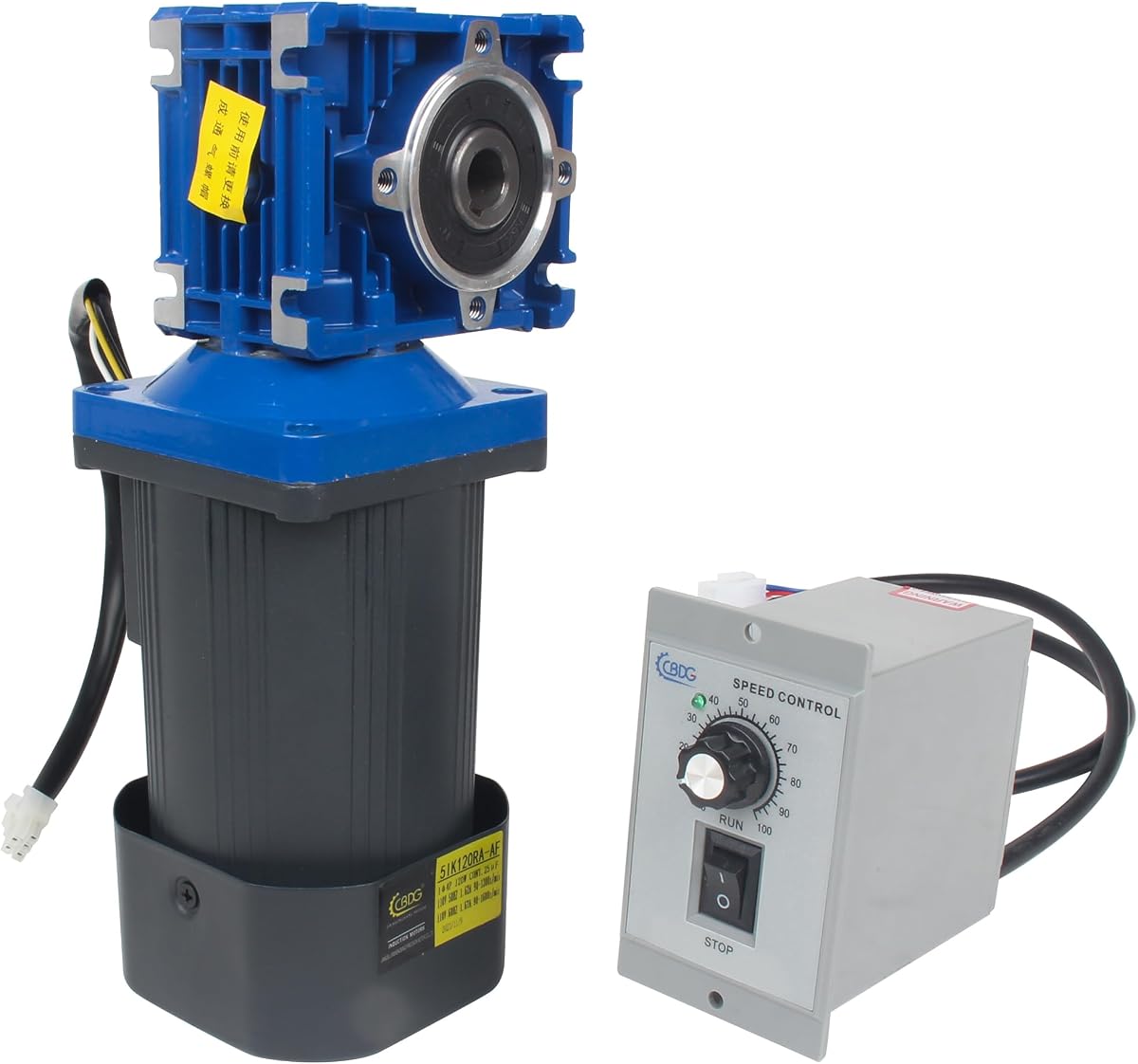 CNCTOPBAOS 120W Gear Motor NMRV30 Worm Gearbox 10:1 10K w/Speed Governor | 90-1600RPM Adjustable Speed, CW/CCW, 110V AC Electric Gear Motor, Reducer Ratio 10:1, 4.4N.m Rated Torque, 14mm Output Shaft