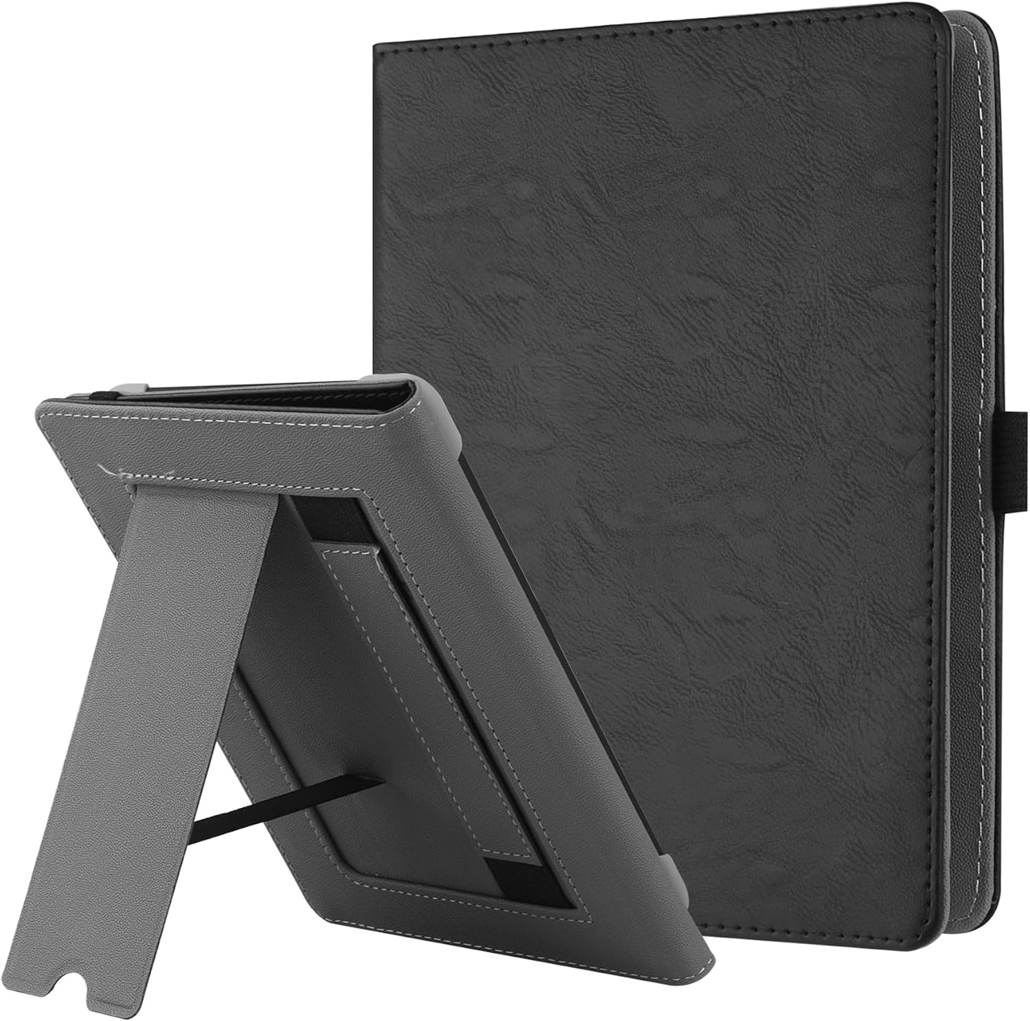 HGWALP Universal Stand Case for 6-7 Inch eReader PU Leather Stand Cover with Wrist Strap Compatible with All 6 Inch 6.8 Inch 7 Inch Kindle Paperwhite/Colorsoft/Kobo/Tolino/Pocketbook/Sony eReader-Black