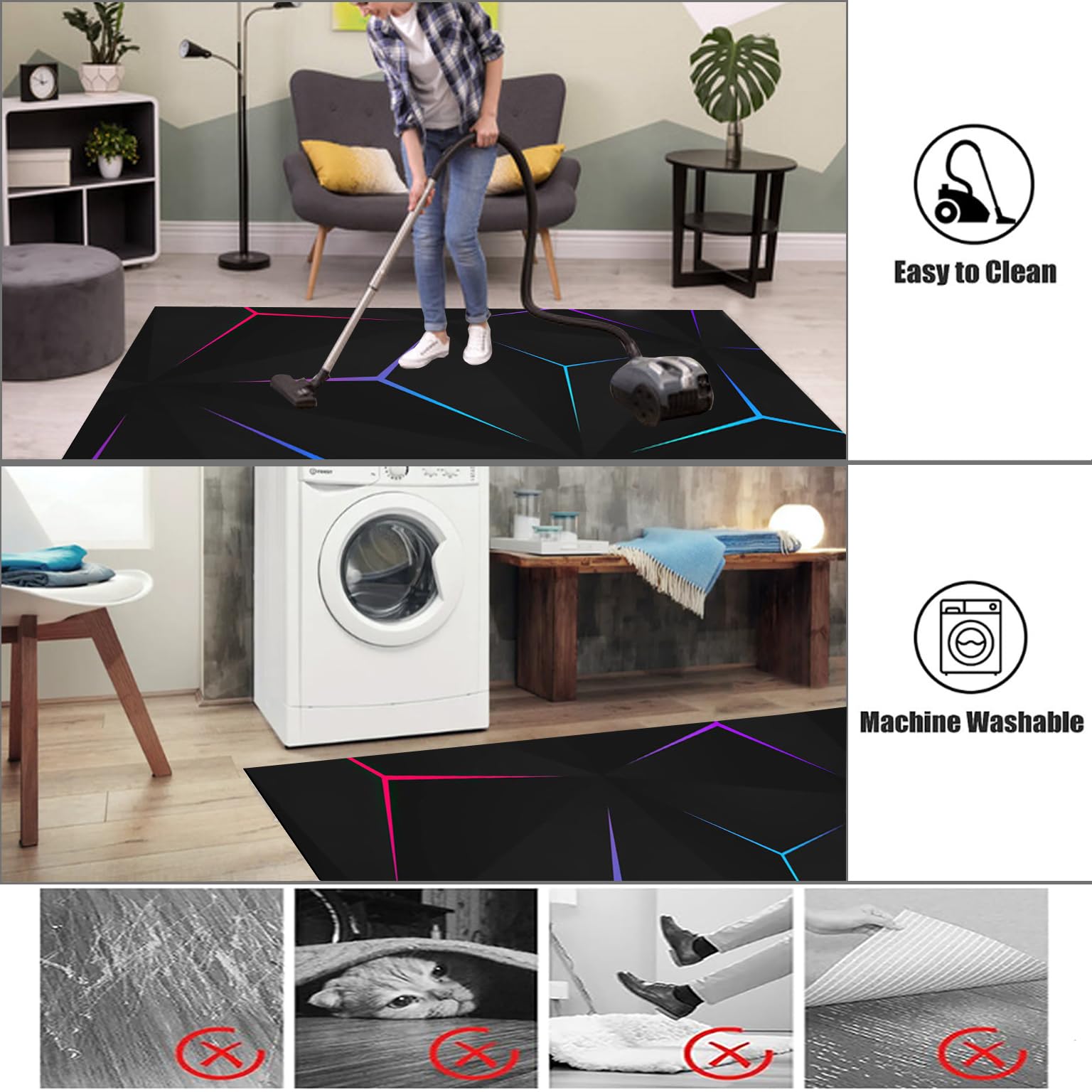 Tapis Chaise de Bureau Gaming, Tapis Protection Sol Chaise Bureau, Tapis de Sol Gamer, Tapis de Sol pour Fauteuil, Tapis de Sol Bureau Tissu, Tapis Antidérapant Sous Chaise de Bureau 140 x 180 cm