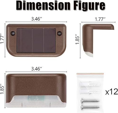 Miniatura 8 de Paquete de 12 luces solares para escalones, luces LED impermeables para escaleras, vallas, patios, patios y caminos (blanco cálido)
