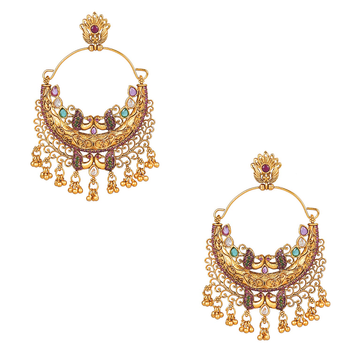 Shining Jewel - By Shivansh 18K Copper with Cubic Zirconia Antique Earring for Women, Girls, Gold (B08598DR43) Amazon Price History, Amazon Price Tracker