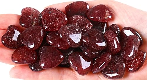Miniatura 6 de QINJIEJIE 20 piedras de corazón de cuarzo de fresa cristales a granel en forma de amor piedra de preocupación corazón roca bolsillo pulido palma