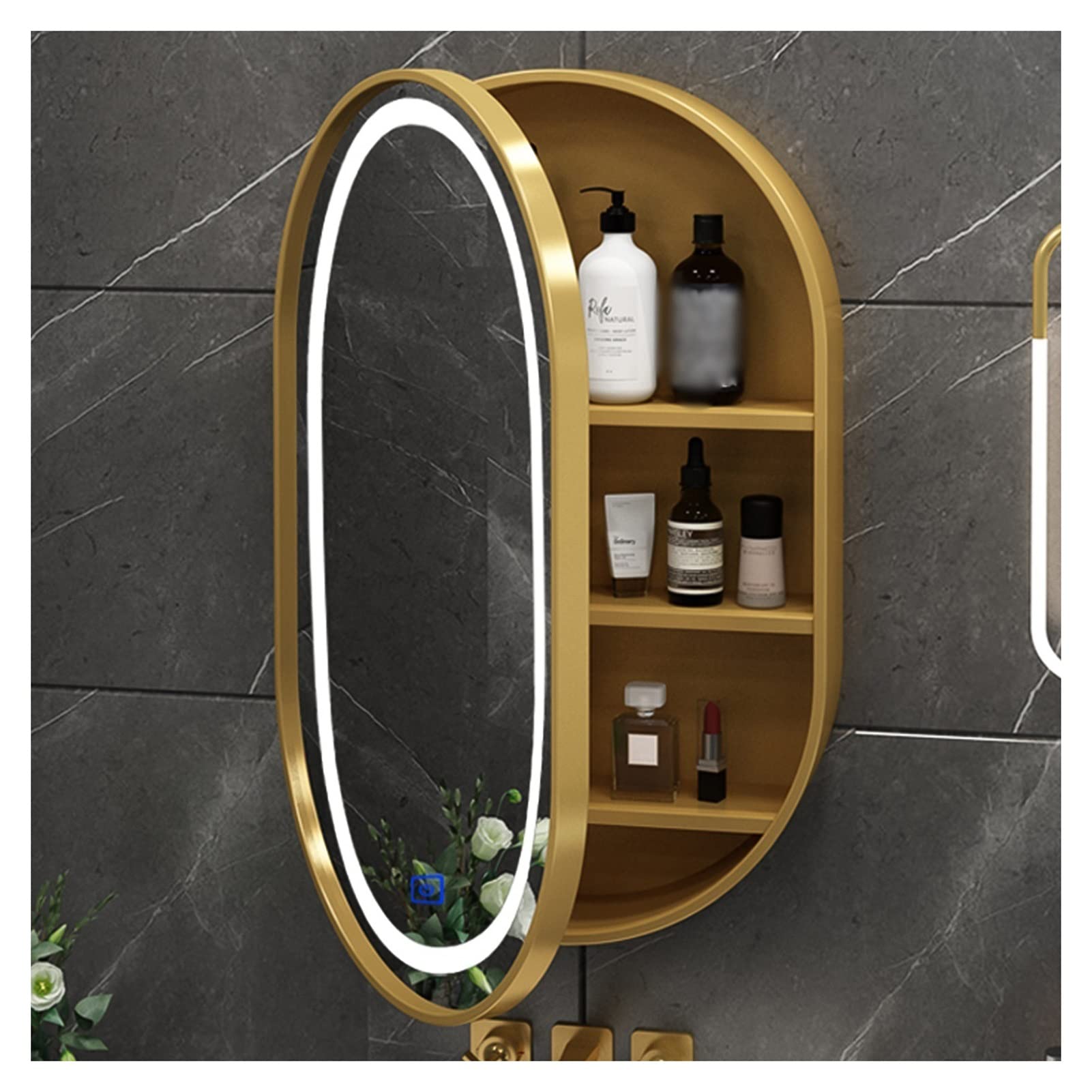 Amazon.com: Oval Bathroom Mirror Cabinet, Led Medicine Cabinet 