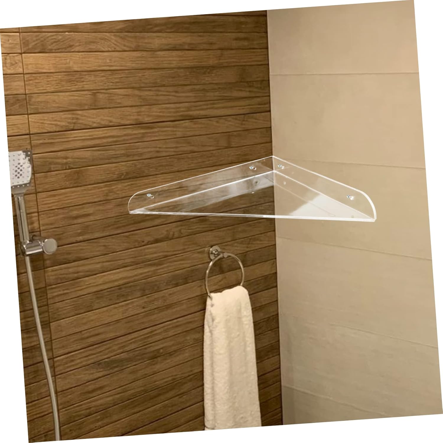 Modern Wall-Mounted Corner Rack Acrylic Two Bathroom Shelving for Shampoo Toiletries