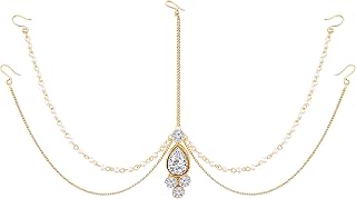 I Jewels 18K Gold Plated Traditional Pearl Layer with Stone Studded Mathapatti for Women (T1083) Price In India