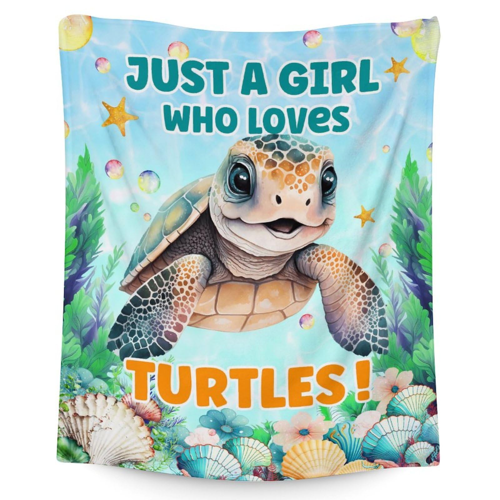 Sharecolor Sea Turtle Gifts for Women Girls, Cute Blanket for Kids Teens Adults, 60”x50” Just a Girl Who Loves Turtles Blanket Decor for Office Sofa Couch Bed