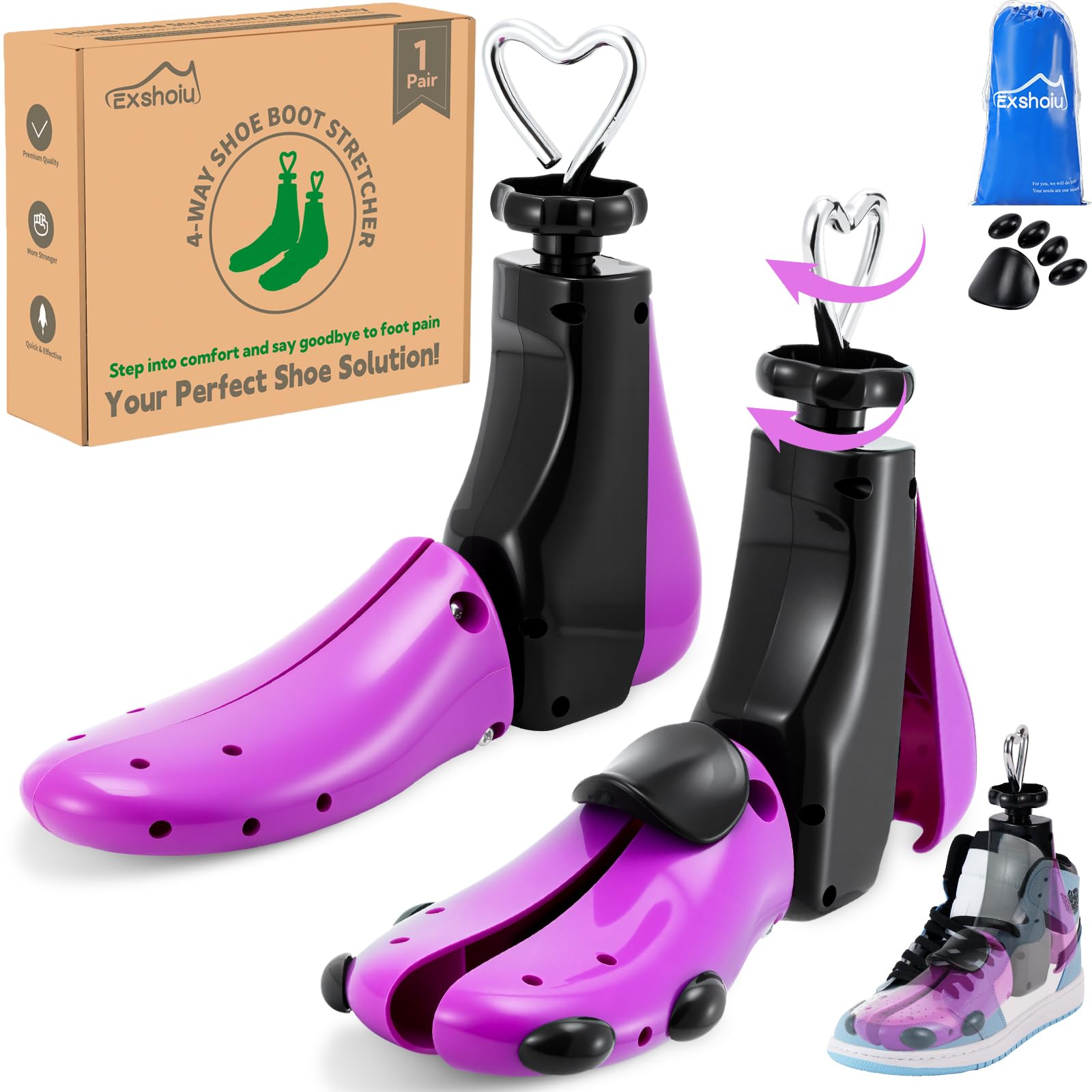 Shoe Stretcher Men, Women Leather Boot Stretcher for Wide Feets, Shoe Tree Adjustable Boot Widener Stretcher